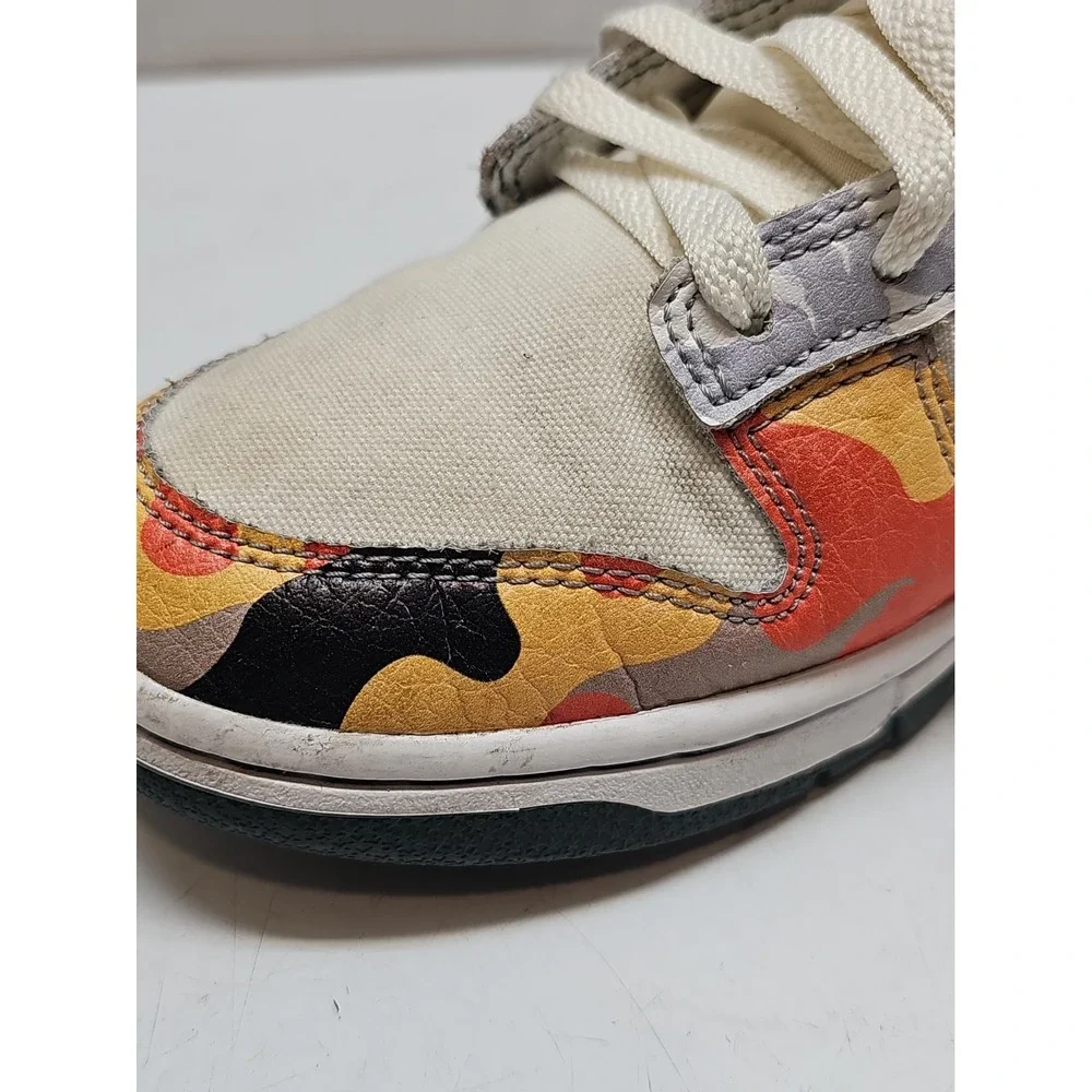 Nike Dunk SE Sail Multi-Camo Low Top Leather Sneakers DH0957-100 Sz 7.5